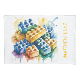 Building Block Splash Boy Birthday Party Gift Pillowcase