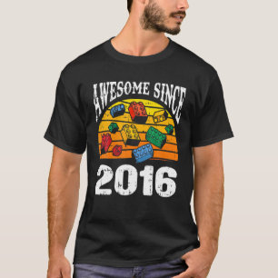 Building Blocks Awesome Since 2016 6Th Birthday 6 T-Shirt