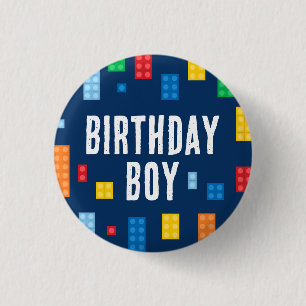 Building Blocks Birthday Boy 3 Cm Round Badge