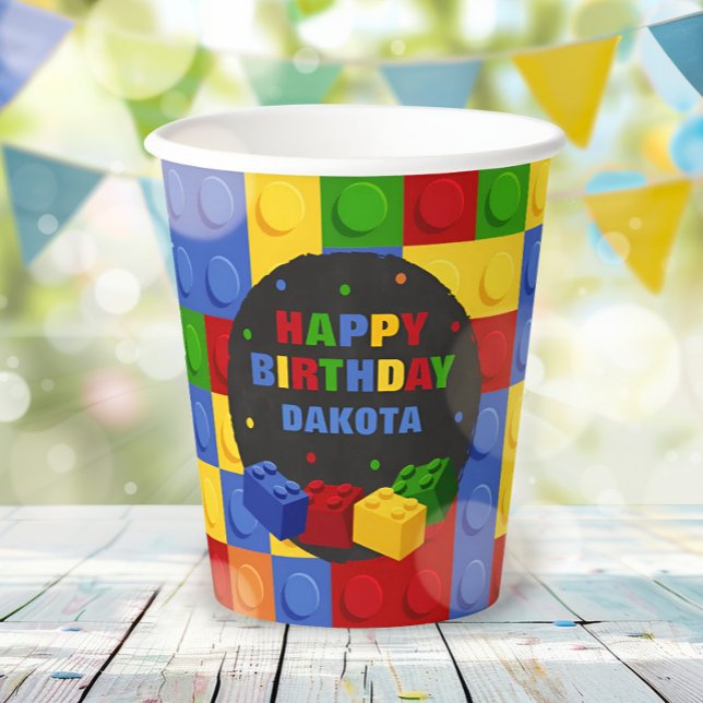 Building Blocks Birthday Boy Bricks Paper cup (Creator Uploaded)