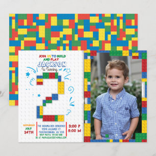 Building Blocks Birthday Bricks 2 years Invitation