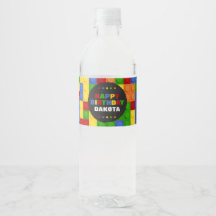 Building Blocks Birthday Bricks Water Bottle Label