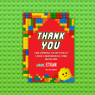 Building Blocks Birthday Fun Colorful Kids Thank You Card