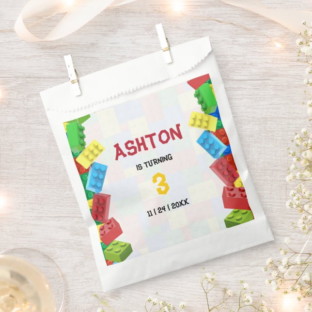 Building Blocks Birthday Invitation, Boys Birthday Favour Bags (Clipped)