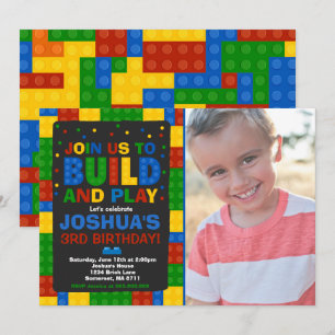 Building Blocks Birthday Invitation Bricks Party