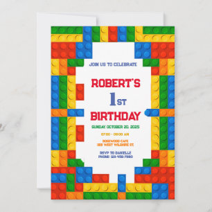 Building Blocks Birthday Invitation, building   Invitation