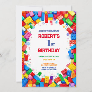 Building Blocks Birthday Invitation, building Invitation