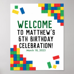 Building Blocks Birthday Party Welcome Poster