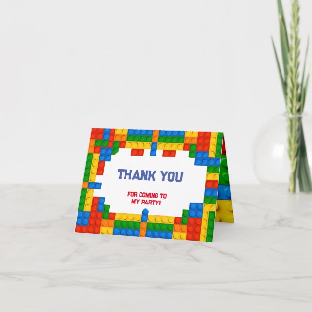 Building Blocks Birthday  Thank You Card (Front)