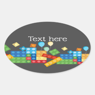 building blocks, block, toy brick oval sticker