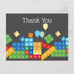 building blocks, block, toy brick thank you card