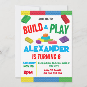Building Blocks Boy Birthday Toy Invitation