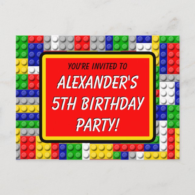 Building Blocks Boy's Birthday Party Invitation (Front)