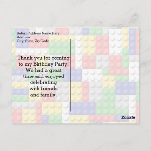 Building Blocks Boys Birthday Party Thank You Note Postcard