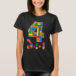 Building Blocks Bricks 4 Years Old Awesome Birthda T-Shirt