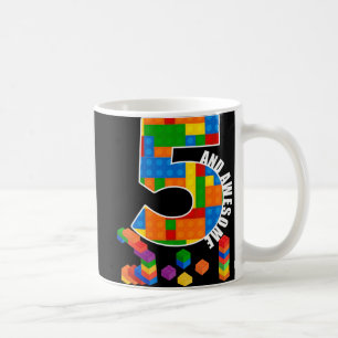 Building Blocks Bricks 5 Year Old Awesome Birthday Coffee Mug