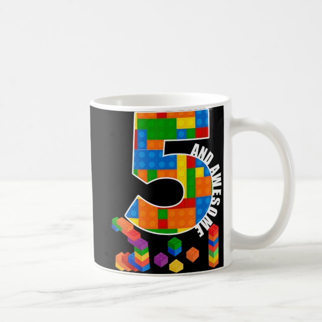 Building Blocks Bricks 5 Year Old Awesome Birthday Coffee Mug (Right)