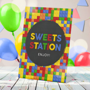 Building Blocks Colourful Birthday Dessert Sign