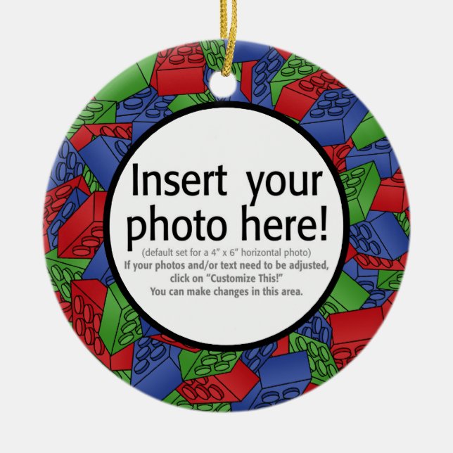 Building Blocks Illustration - SINGLE-SIDED Ceramic Tree Decoration (Front)