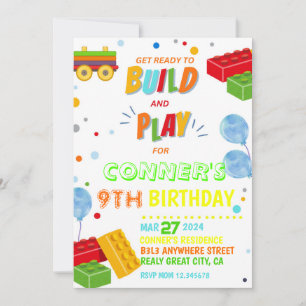 Building Blocks Invitation, Building Block Party Invitation