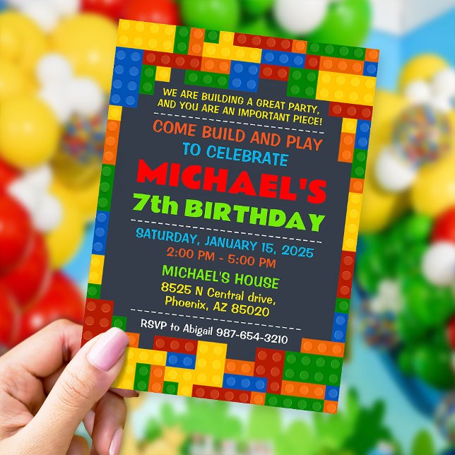 Building blocks invitation for birthday party (Creator Uploaded)