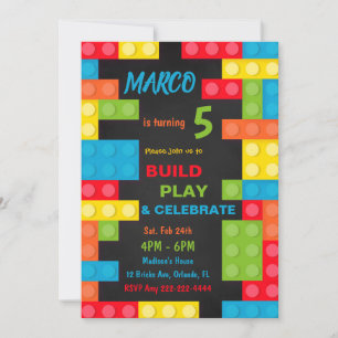 Building Blocks Invitations, Bricks Invitations