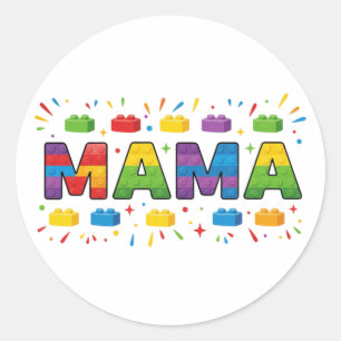 Building Blocks MAMA Colorful Brick Mother's Day Classic Round Sticker