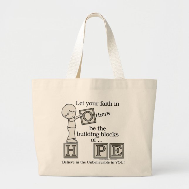 Building Blocks of HOPE Large Tote Bag (Front)