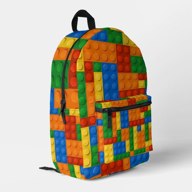 Building Blocks Pattern skin Toy Play Bricks Printed Backpack (Back Corner Left)