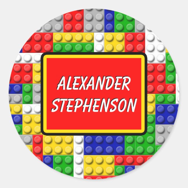 Building Blocks Personalised Boy's School Label (Front)