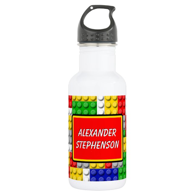 Building Blocks Personalised Name Boy's School 532 Ml Water Bottle (Front)
