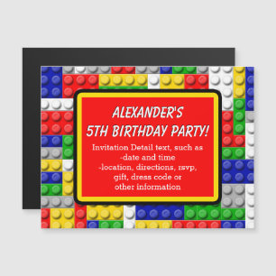 Building Blocks Primary Colour Boy's Birthday/Part Magnetic Invitation