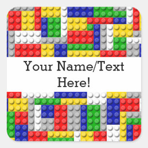 Building Blocks Primary Colour Boy's Birthday/Part Square Sticker