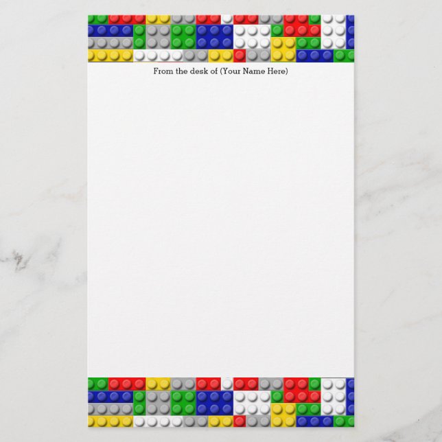 Building Blocks Primary Colour Boy's Birthday/Part Stationery (Front)