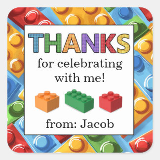 Building Blocks Thank You Birthday Stickers