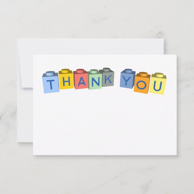 Building Blocks Thank You Message Blank Card (Front)