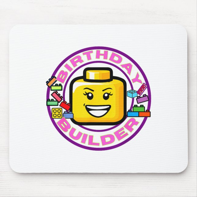 Building Brick Birthday Builder Blocks Bricks Figu Mouse Mat (Front)