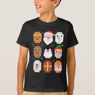 Building Brick Santa Elf Friends Christmas Boys Me T-Shirt