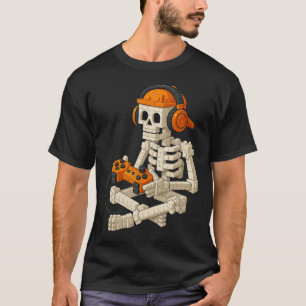 Building Brick Skeleton Video Gaming Halloween Cos T-Shirt