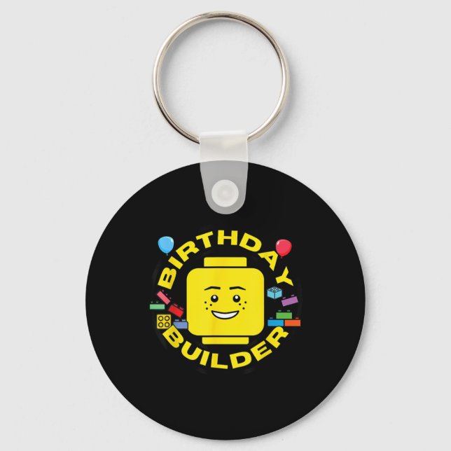 Building Bricks Birthday Builder Blocks Figure  Key Ring (Front)