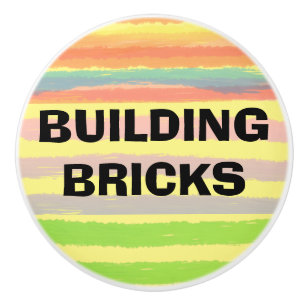 Building Bricks Blue Orange Green Stripes Ceramic Knob