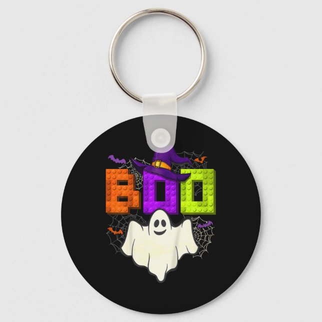 Building Bricks Boo Halloween Ghost Witch Group Bo Key Ring (Front)