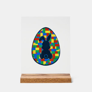 Building Bricks Easter Egg Bunny Boys Girl Family  Acrylic Sign
