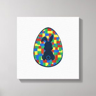 Building Bricks Easter Egg Bunny Boys Girl Family  Canvas Print
