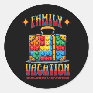 Building Bricks Family Vacation Building Memories  Classic Round Sticker
