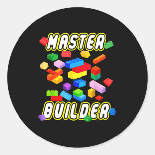 Building Bricks Master Builder Construction Block Classic Round Sticker