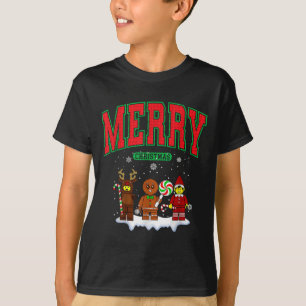 Building Bricks Merry Christmas Figures Family Mat T-Shirt