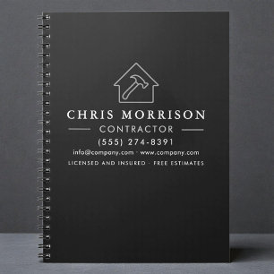 Building Construction Black Silver Notebook