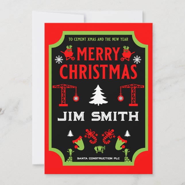 Building Construction Christmas Holiday Card (Front)