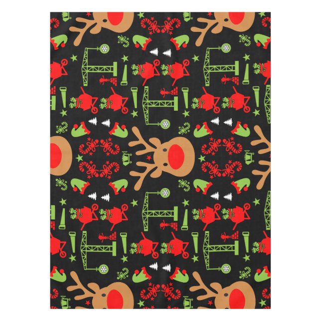 Building Construction Christmas Tablecloth (Front)